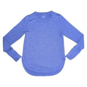 Athleta Uptempo Top Merlin Blue Heather XS Athletic Athleisure Preppy Thumbholes